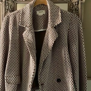 Anthropologie Maeve Brown and White Women's lightweight cropped  Jacket